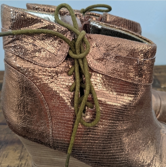 Matt Bernson for Anthropologie Bronze Shimmer Wedge Ankle Boots - Picture 8 of 10